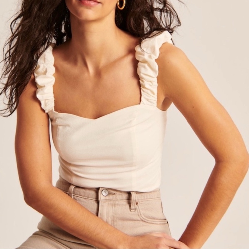 Abercrombie & Fitch Scrunchie Strap Ruffle Top